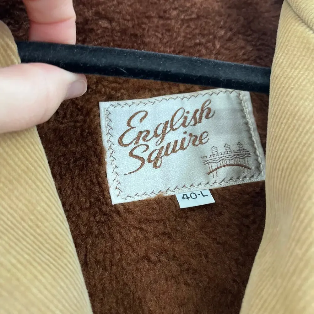 Vintage English Squire Corduroy Sherpa Equestrian Chore Jacket Men’s Size 40L